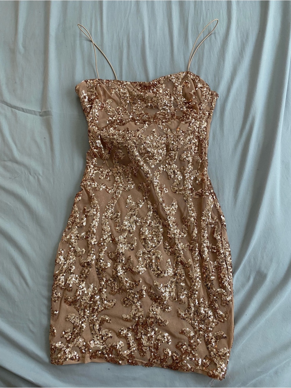 Windsor champagne Sequin Spaghetti-Strap Mini Dress